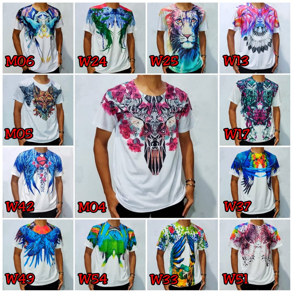  KAOS  GROSIR   SERI W M Baju Printing 3D  motif BURUNG 