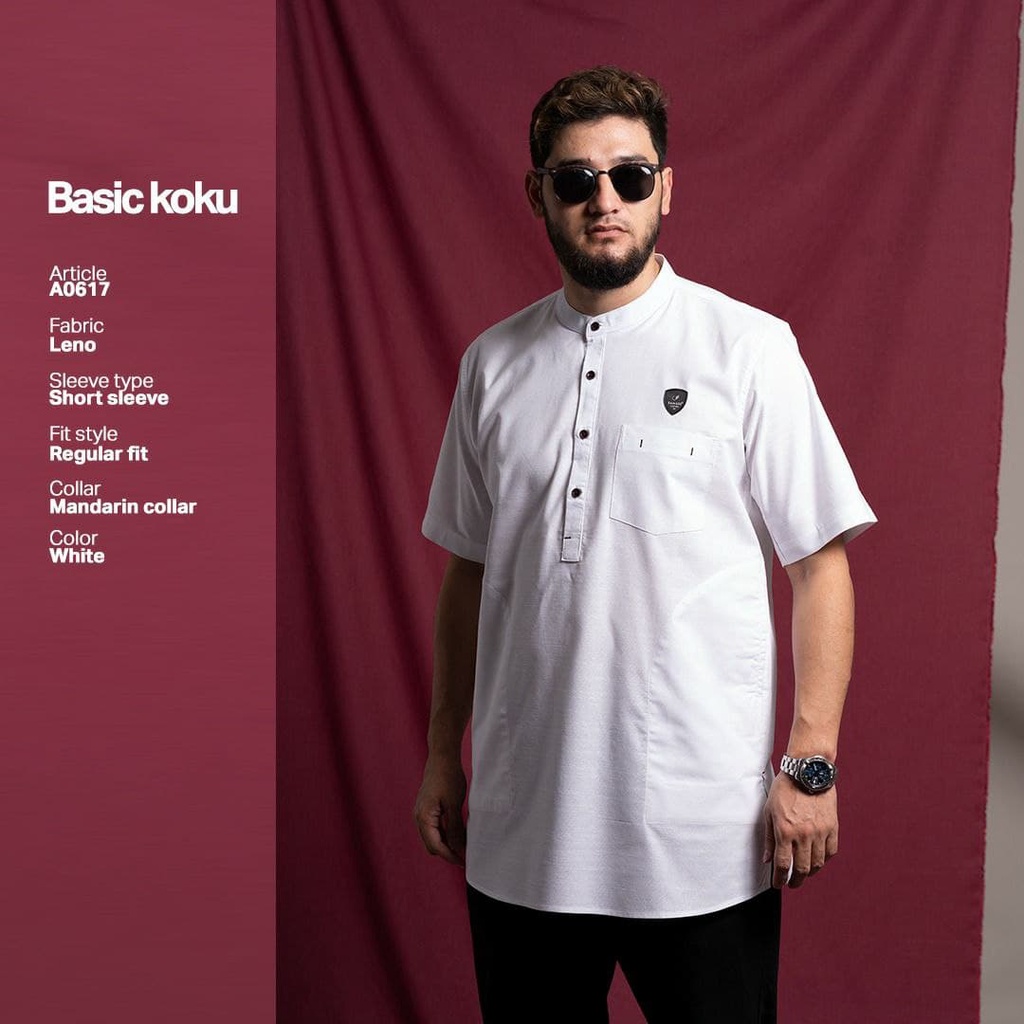 BAJU Muslim SAMASE KOKU BASIC (A061) Classic Pendek - White