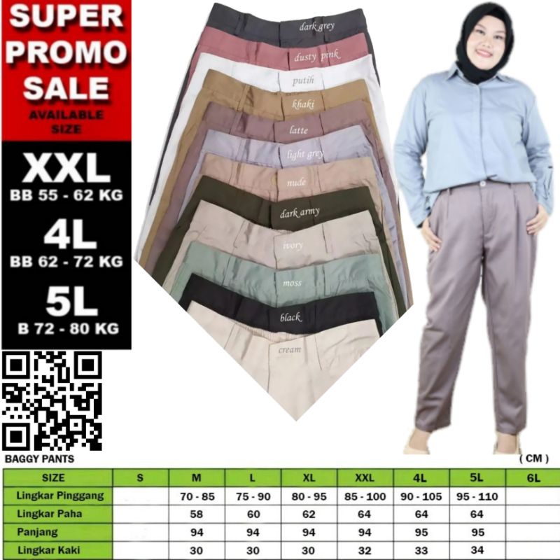 BAGGY PANTS JUMBO / BAGGY XXL / 4L / 5L / beggy jumbo / celana wanita jumbo / baggi pants