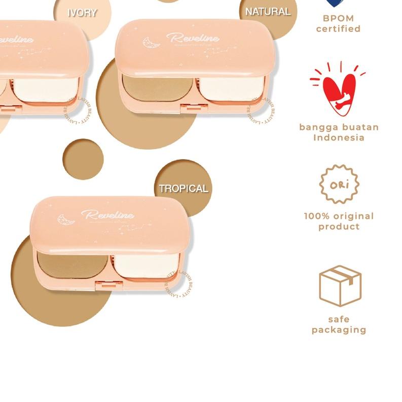 ✾ REVELINE Brightening Two Way Cake Bedak New Packaging Ivory // Natural // Tropical (14gr) ➩