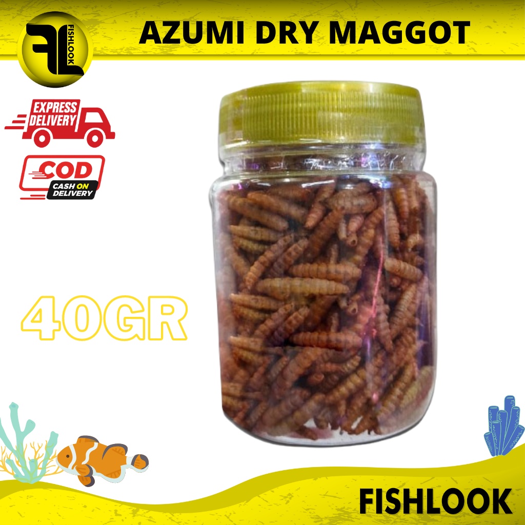 AZUMI DRY MAGGOT MAGOT 40gr Ulat ulet Kering pakan predator ikan hias