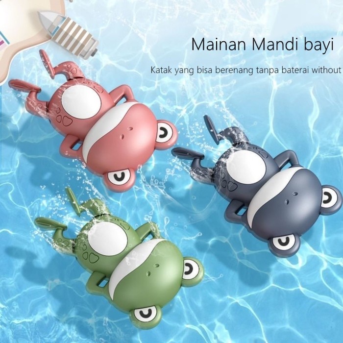 Mainan Mandi Anak Bayi Kodok Katak Berenang Dalam Air Baby Bath Toy Mainan bisa berenang diputar Mainan Putar untuk anak Bayi tanpa baterai aman berkualitas