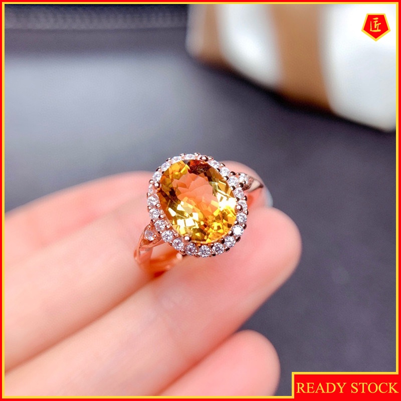 [Ready Stock]Simple Personality Natural Citrine Ring