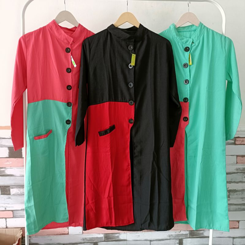 Tunik Wanita Kombinasi Dua Warna