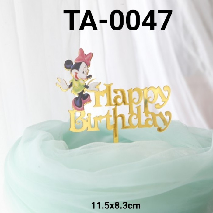 

TA-0047 CAKE TOPPER TULISAN AKRILIK HAPPY BIRTHDAY MINNIE MOUSE TERBARU