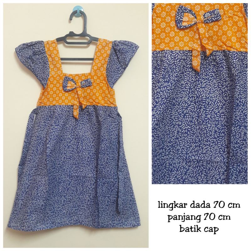 Dress rok batik anak biru kuning
