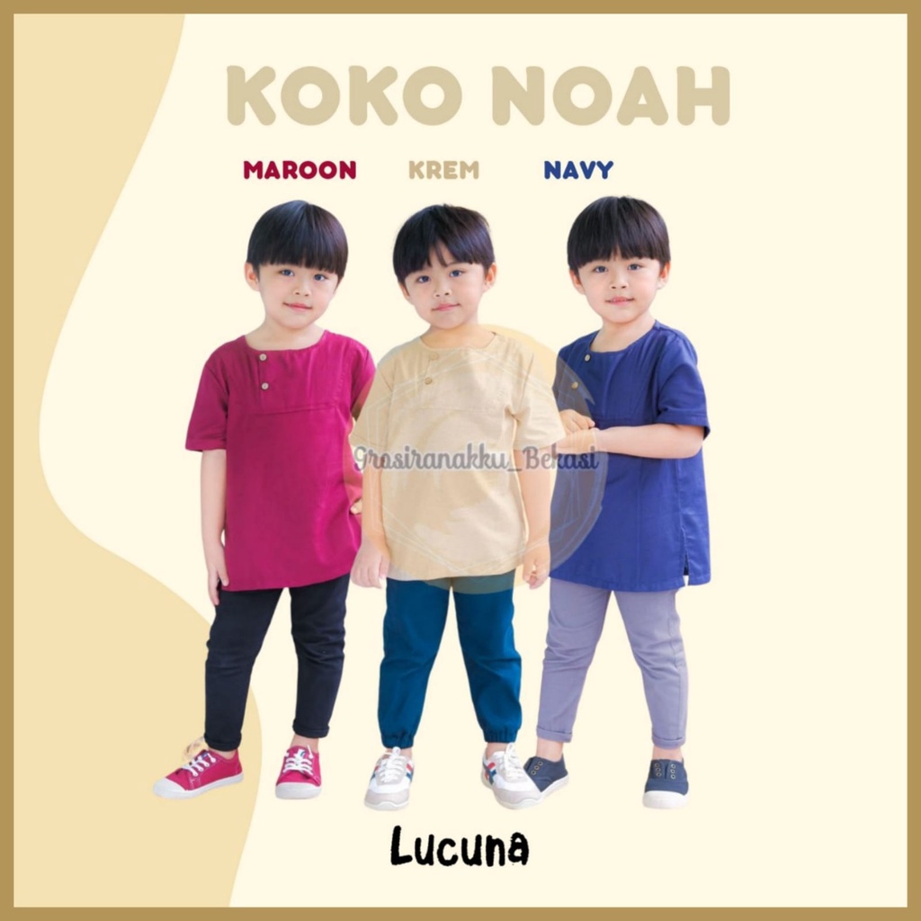 Koko Anak Noah Lucuna Linen Mix Warna Size 1-5 tahun