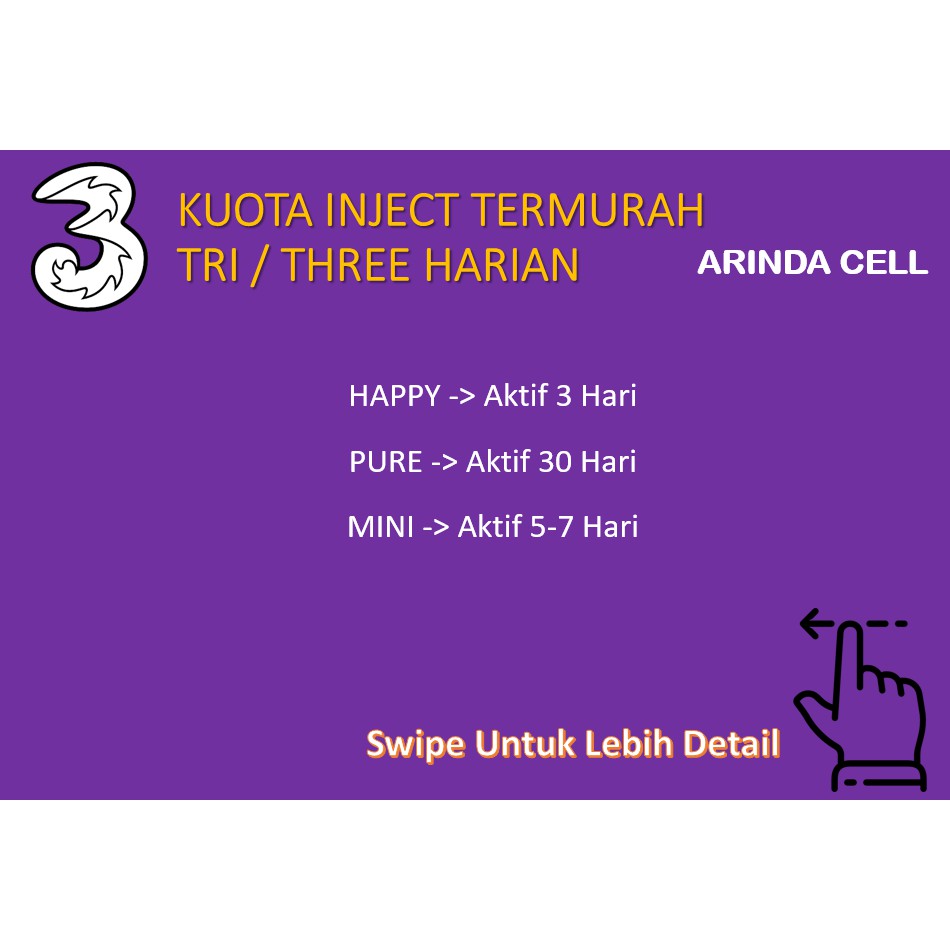 Inject Kuota Tri Harian Termurah | Mini | Happy | Pure