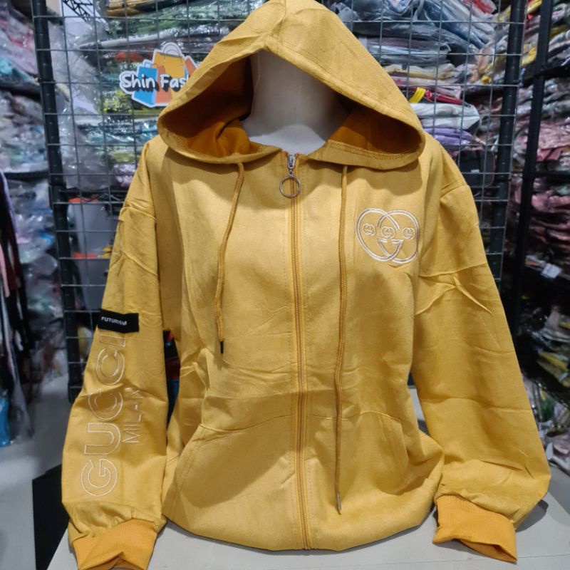 Jaket Suede Import Wanita Fashion XL Besar-Gcmilan Kuning