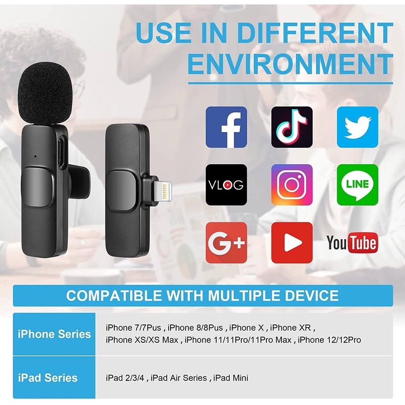 Mic Wireless HP Vlog Youtuber Portable Mic for IOS and Android Smartphone Condenser