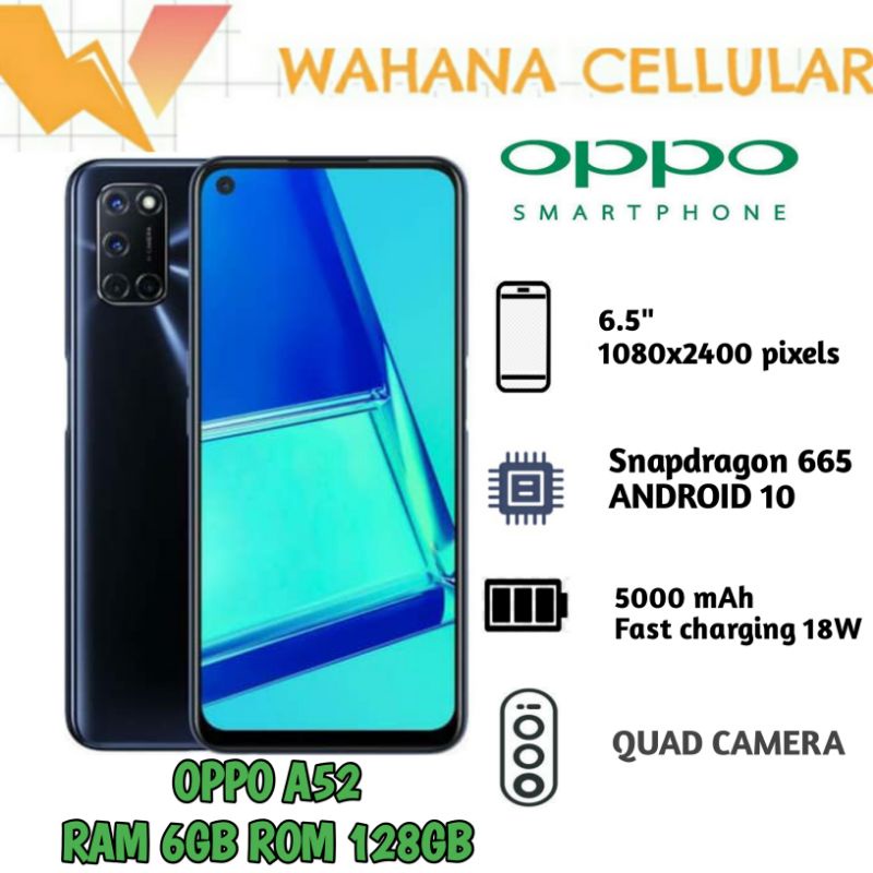 HP OPPO A52 6/128 GB - OPO A 52 RAM 6GB ROM 128GB GARANSI RESMI