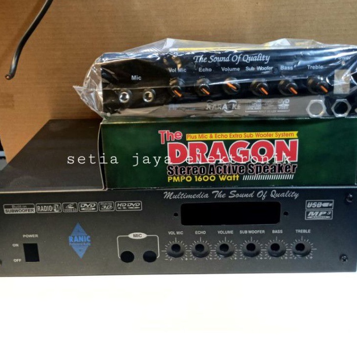 kit power amplifier aktif speaker mic echo subwofer dragon plus box