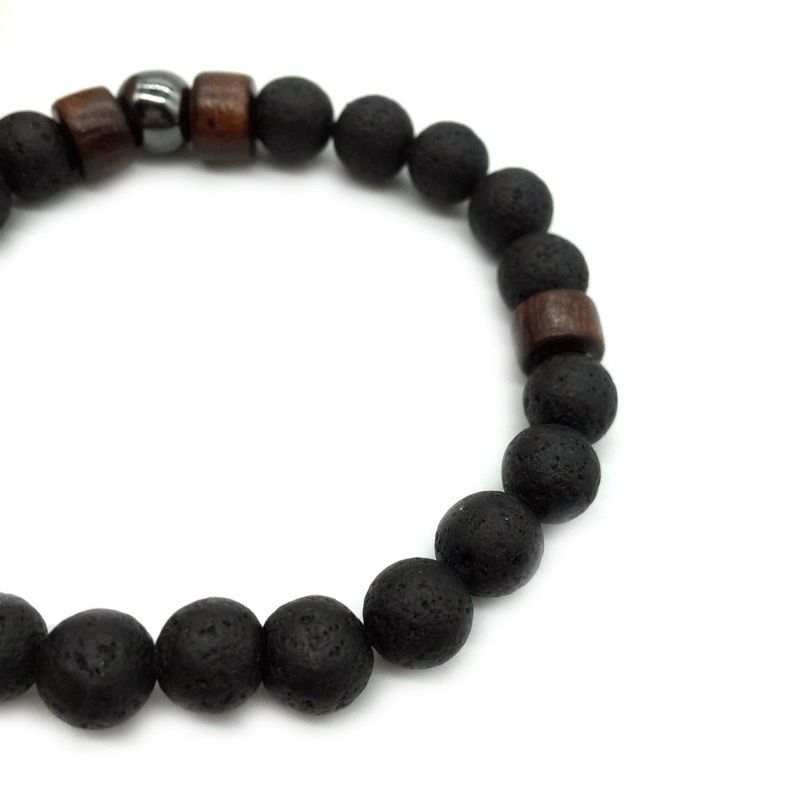 Gelang Manik-Manik Batu Vulkanik Alami Ukuran 8mm 19CM Untuk Pria Dan Wanita
