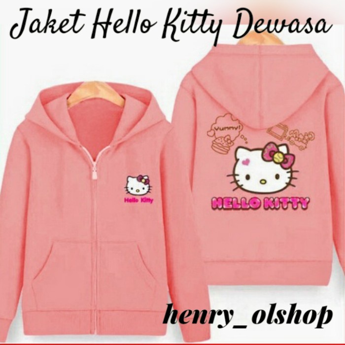 Jaket Wanita JAKET HELLO KITTY DEWASA WARNA SALEM PEACH BARU WANITA PEREMPUAN CEWEK(T6C2) Jaket Wani