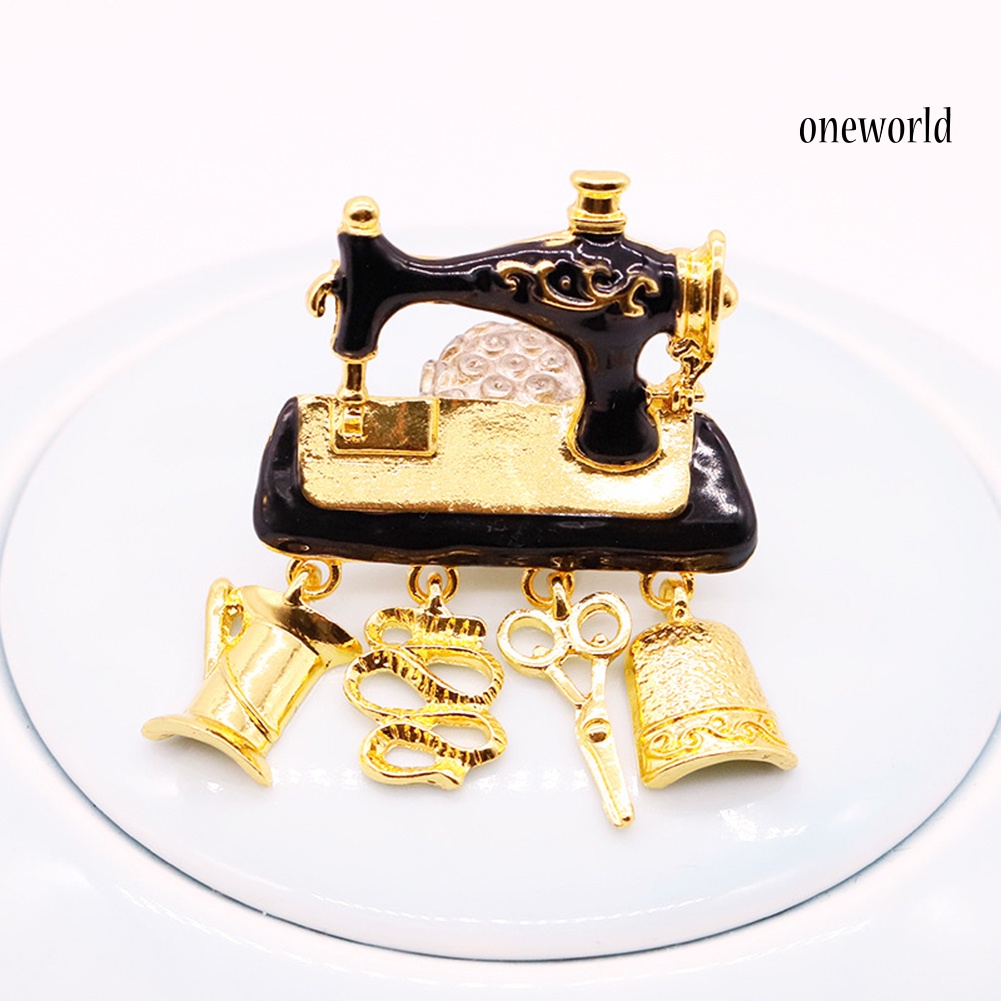 OW@ Women Vintage Sewing Machine Brooch Pin Shirt Sweater Neck Clip Backpack Badge