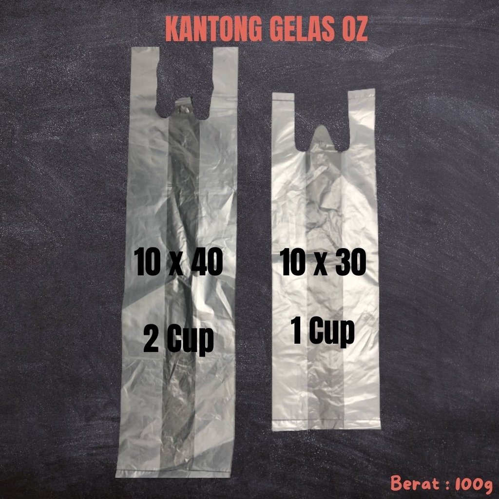 Kantong Gelas Oz / Kantongan Cup Gelas / Kantong Pop Ice 1 Cup 2 Cup