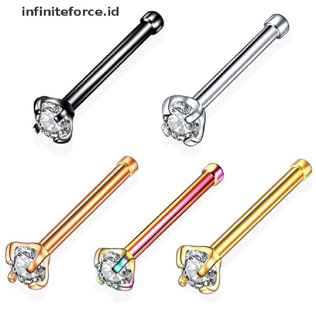 Infiniteforce.id 5pcs / Set Cincin Tindik Hidung / Tubuh 20g Hias Kristal