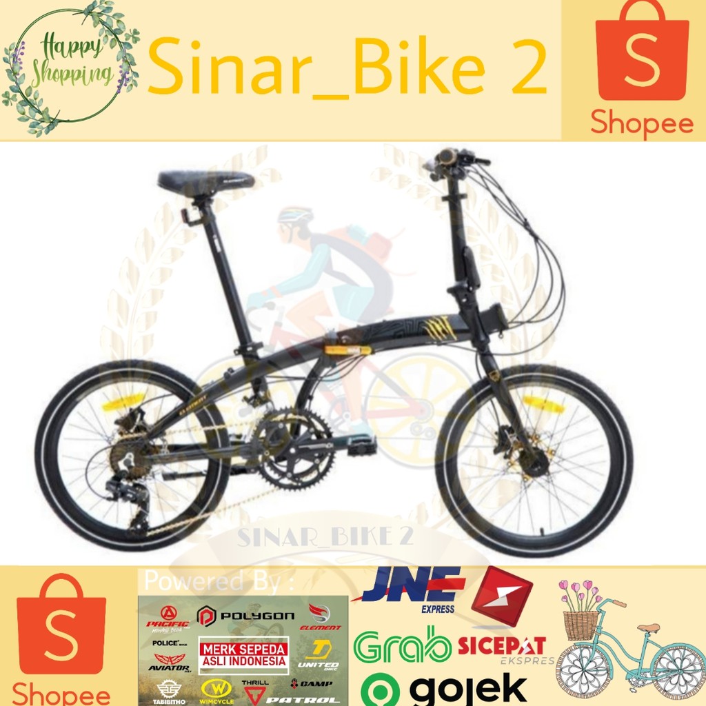 Sepeda Lipat 20Inch Element Ecosmo Edisi Black Panther Alloy Frame (Ekspedisi)