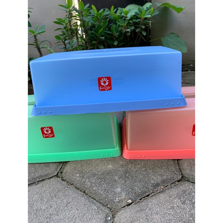 Sunlife Kotak tissue jumbo / Tempat tissu / box tissu segi warna pastel transparan