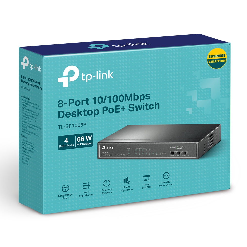 TP-Link TL-SF1008P 8 Port 10 / 100Mbps Desktop Switch with 4 Port PoE+