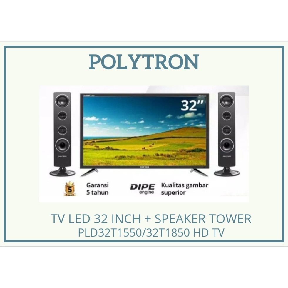 TV LED POLYTRON 32 INCH + SPEAKER TOWER  PLD32T1550/32T1850 HD TV