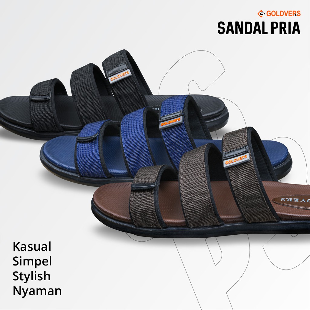 Sandal Pria Sandal Slop Cowok Goldvers Sendal Best Quality Import Sandal Santai Cowok - Goldies