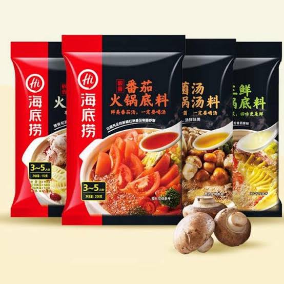 

Hai Di Lao Hot Pot Seasoning -Shrimp Flavour-Basic Stir Fry Sauce-Mushroom-Broth Flavour-Tomato