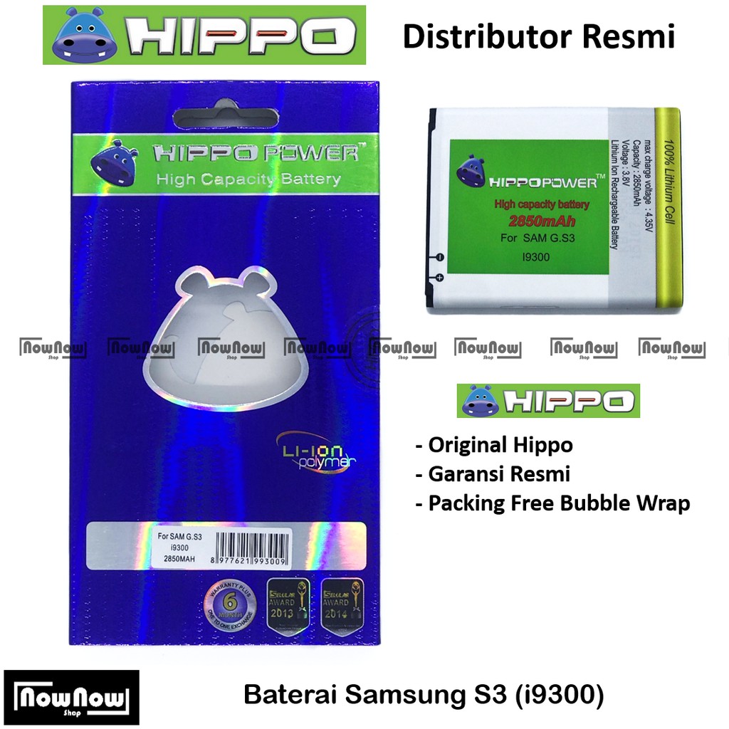 Baterai Hippo Samsung Galaxy S3 I9300 Original Batre Batrai Battery HP Garansi Resmi