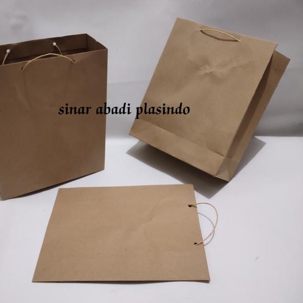 

♔ paperbag tas belanja polos uk 25x34x9cm isi 12 ☉