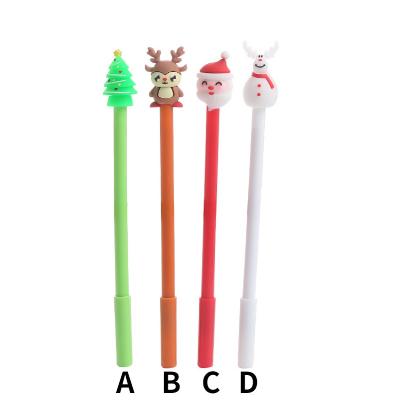 2pcs / Set Pen Gel Hitam Anti Air Desain Natal Untuk Pelajar