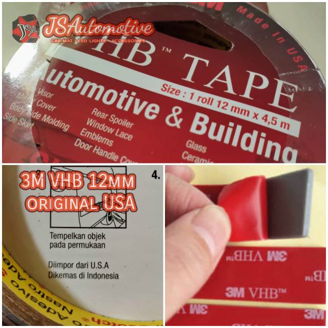

Perekat Double Tape isolasi bolak balik 3M VHB foam elastis otomotif Lebar 12mm / Panjang 4.5meter