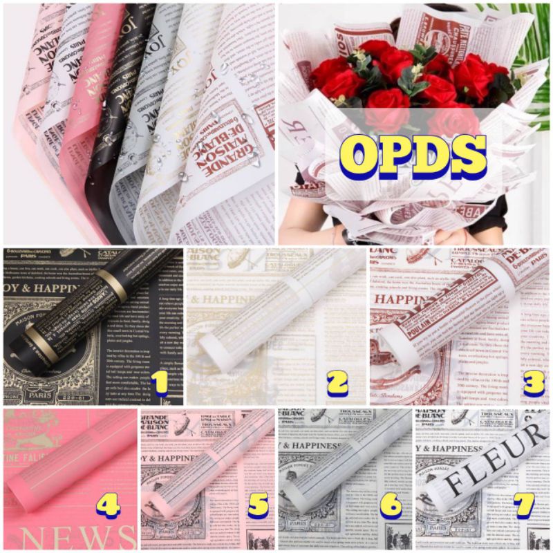 

Cellophane Magazine Waterproof Kertas Buket Motif Koran