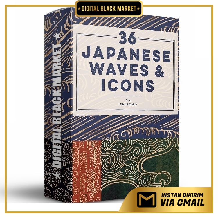 36 Japanese Waves Golden Icons - JPEG Ultra HD