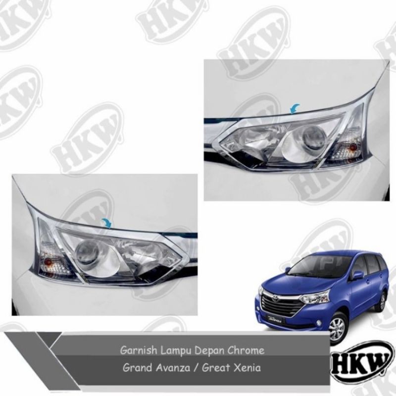 Garnish Lampu Depan Chrome Mobil Grand Avanza