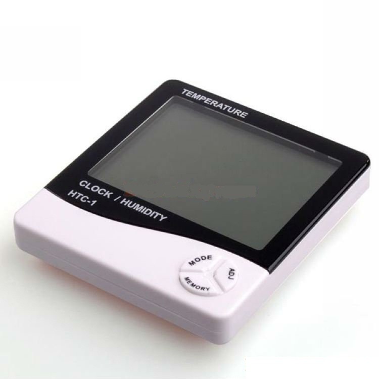 【GOGOMART】Digital Multifunction Temperature Humidity Meter + Clock Date Calender - HTC-1 - White