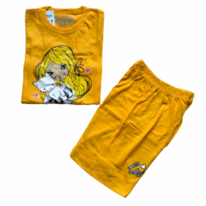 (COD) SET KAOS CUT GIRL USIA 2-6 TH (PILIH WARNA}