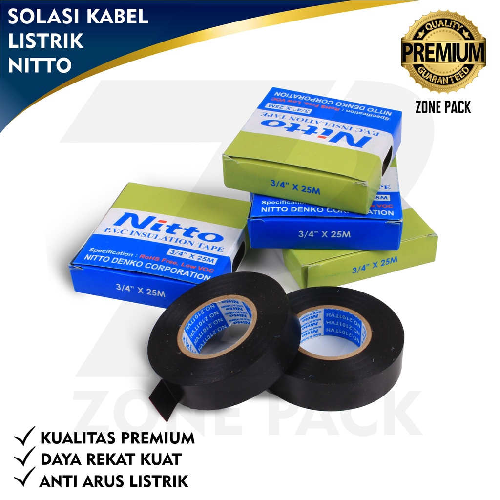 Solasi Kabel Listrik Nitto 3/4" x 25 m | Isolasi Listrik Nitto | Solasi Nitto | Solasi Hitam Murah