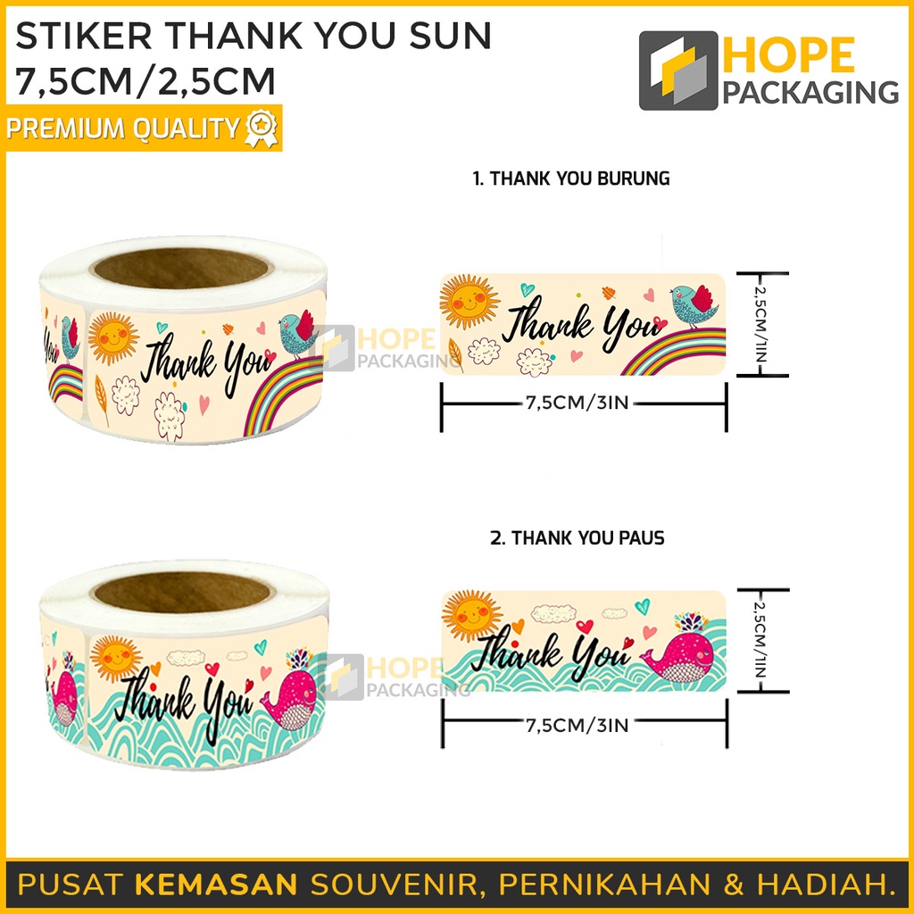 

Stiker Label Thank You Sun 2.5 cm (paus & burung) / Stiker Bulat Kotak Bingkisan / Stiker Hampers / Stiker kotak / Stiker Paus