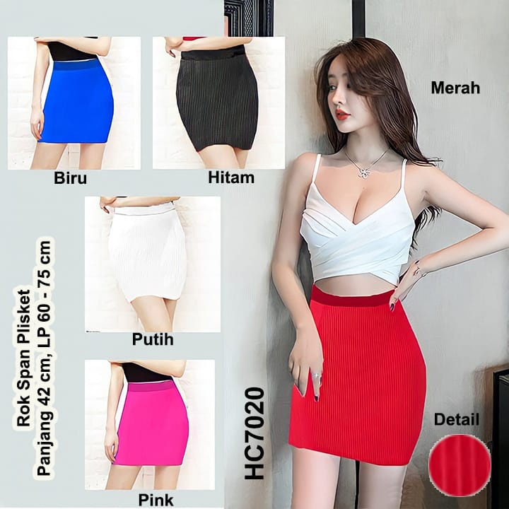 HC7020 Rok Span Plisket Dalam Furing, Sleting Belakang Stretch / Rok Span Seksi / Rok Kerja Span sexy