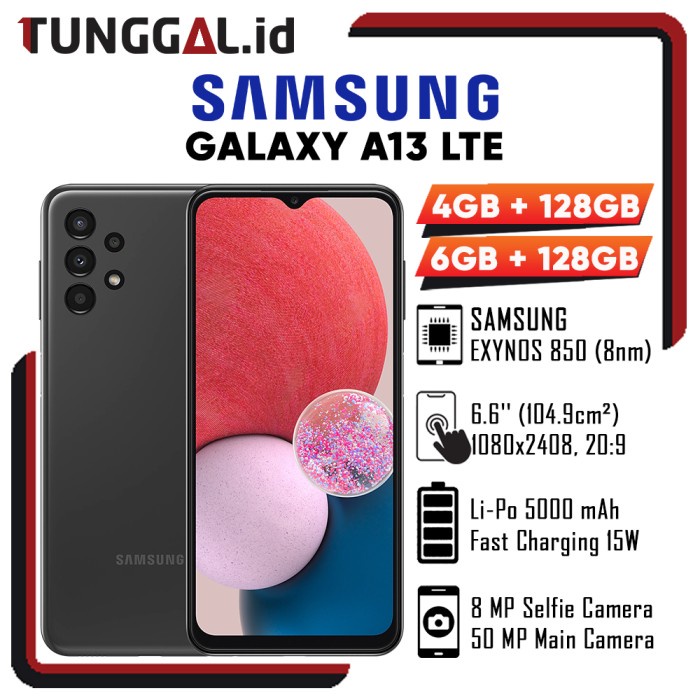 Samsung Galaxy A13 4/128 6/128 4GB/128GB 6GB/128GB GARANSI SEIN - Hitam, 4GB/128GB