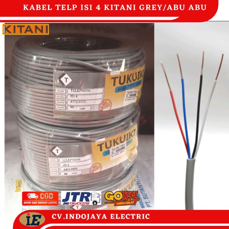 Kabel Telp Isi 4 Kitani Grey Abu Abu Panjang kabel 90 Meter Kabel Jaringan telephone kabel telepon isi 4