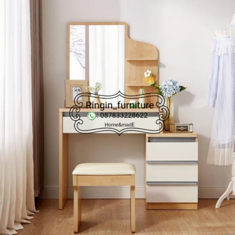 Meja Rias/Tolet Aesthetic Minimalis Kayu Jati/Mahoni scandanavian terbaru dari toko kami RF