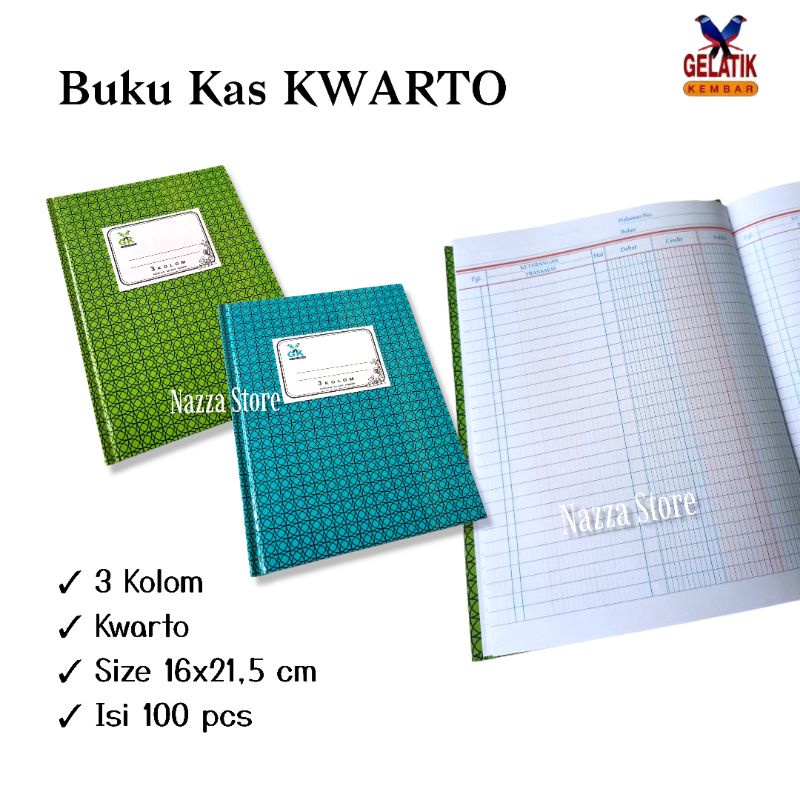 

Buku Kas KWARTO 3 kolom isi 100 lembar