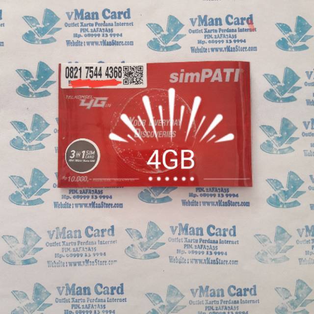 Kartu Perdana SIMPATI 4GB TELKOMSEL (1GB  + 1GB + 2GB)