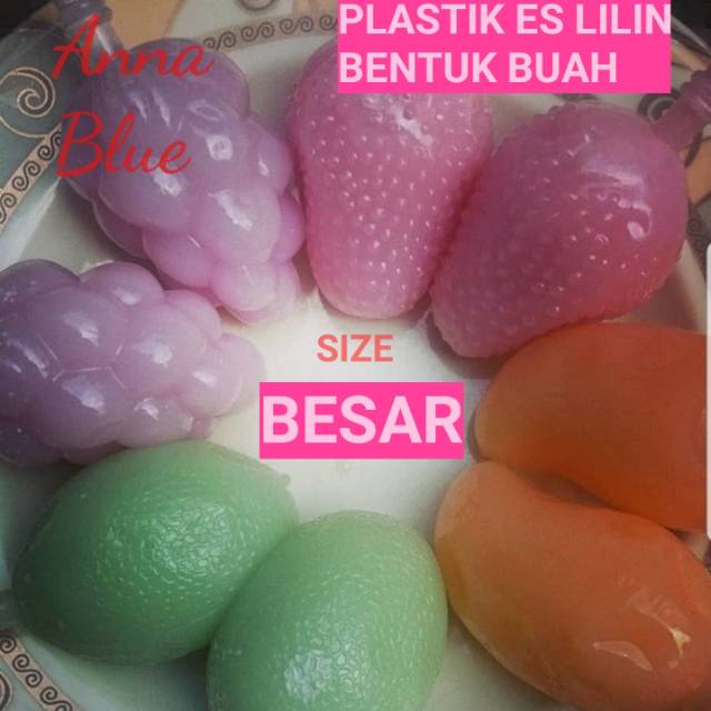 100 PCS PLASTIK ES LILIN BESAR BENTUK BUAH/KEMASAN PUDING PUDOT ES/PLASTIK ES