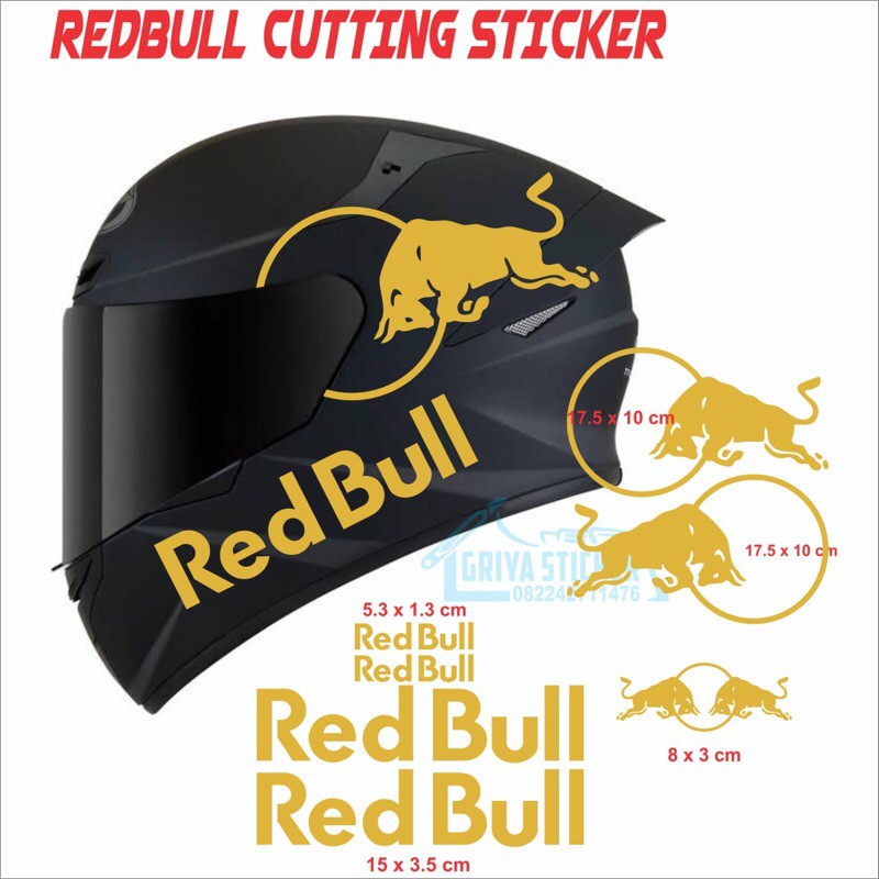 Sticker helm redbull set murah kyt tt course nfr stiker red bull cutting helm