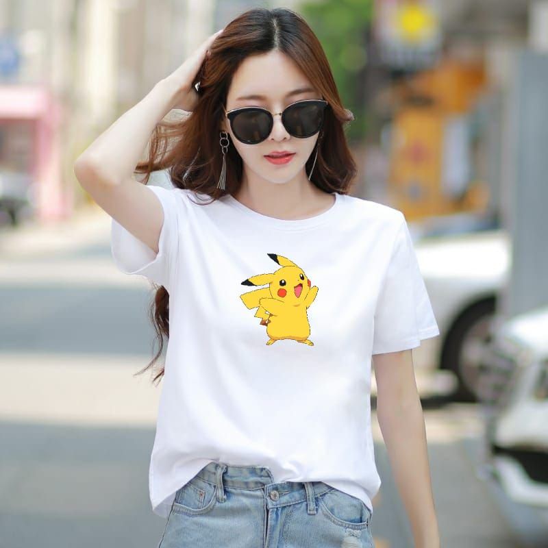 Kaos Wanita POKEMON Baju Wanita Catton Combed Kaos Oblong Wanita