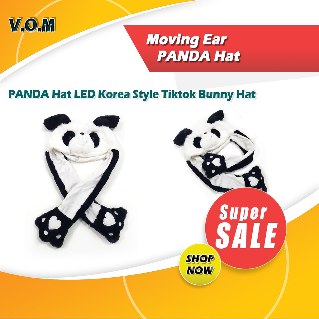 VOM Moving Ear PANDA Hat LED Korea Style Tiktok Bunny Hat 0602