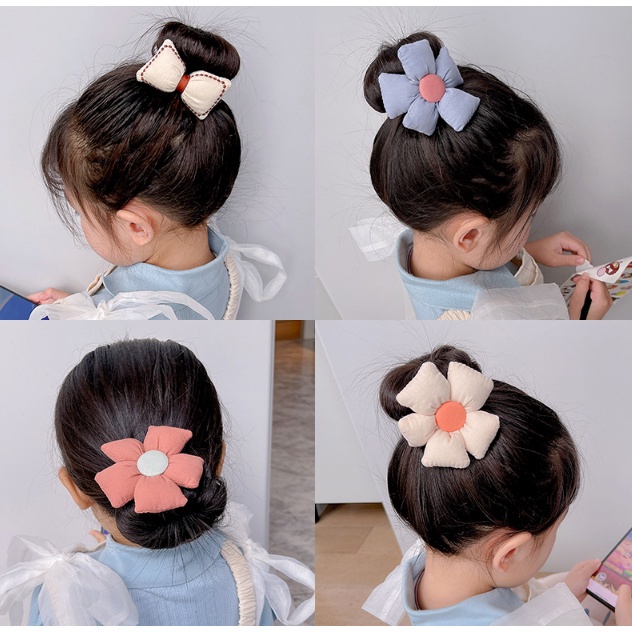 Jepit Rambut Korea Ikat Sanggul Hair Bun Tie Kawat Anak Perempuan Motif Bunga fashion Import AK222