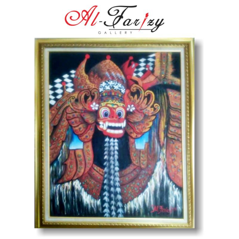 Lukisan Barong Unik Minimalis Kanvas Ukuran 80x100 cm lengkap dengan frem